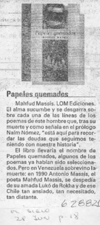 Papeles quemados Papeles quemados