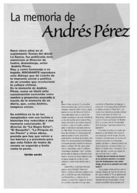La memoria de Andrés Pérez La memoria de Andrés Pérez