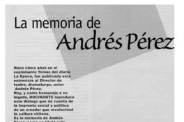 La memoria de Andrés Pérez La memoria de Andrés Pérez