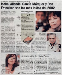 Isabel Allende, García Márquez y Don Francisco son los más leídos del 2002 Isabel Allende, García Márquez y Don Francisco son los más leídos del 2002
