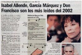 Isabel Allende, García Márquez y Don Francisco son los más leídos del 2002 Isabel Allende, García Márquez y Don Francisco son los más leídos del 2002