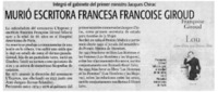 Murió escritora francesa Françoise Giroud. Murió escritora francesa Françoise Giroud.