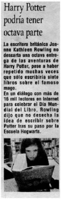 Harry Potter podría tener octava parte Harry Potter podría tener octava parte