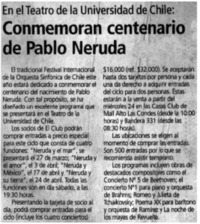 Conmemoran centenario de Pablo Neruda. Conmemoran centenario de Pablo Neruda.