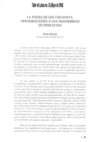 La Poesía de los cincuenta: aproximaciones a una modernidad en disolución. La Poesía de los cincuenta: aproximaciones a una modernidad en disolución.