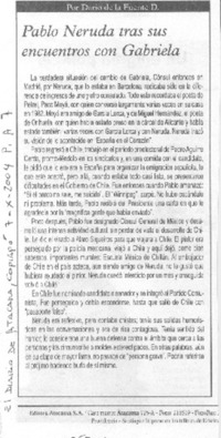 Pablo Neruda tras sus encuentros con Gabriela Pablo Neruda tras sus encuentros con Gabriela