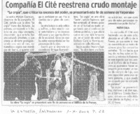 Compañía El Cité reestrena crudo montaje Compañía El Cité reestrena crudo montaje