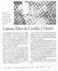 Lanzan libro de Cavallo y Tironi Lanzan libro de Cavallo y Tironi