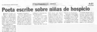 Poeta escribe sobre niñas de hospicio Poeta escribe sobre niñas de hospicio