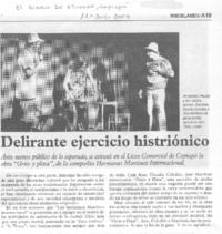 Delirante ejercicio histriónico Delirante ejercicio histriónico