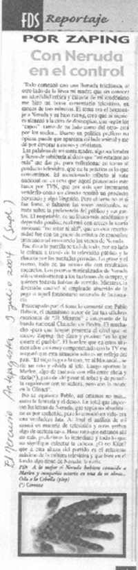 Con Neruda en el control Con Neruda en el control