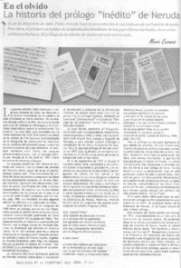 La historia del prólogo "inédito" de Neruda La historia del prólogo "inédito" de Neruda