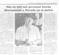 Más de 500 mil personas leerán diariamente a Neruda en el metro Más de 500 mil personas leerán diariamente a Neruda en el metro