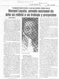 Margot Loyola, premio nacional de Arte se refirió a su trabajo y proyectos Margot Loyola, premio nacional de Arte se refirió a su trabajo y proyectos