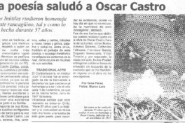 La poesía saludó a Oscar Castro La poesía saludó a Oscar Castro