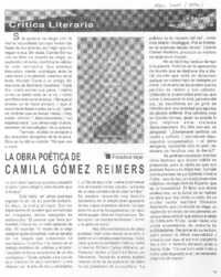 La obra poética de Camila Gómez Reimers La obra poética de Camila Gómez Reimers