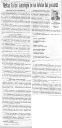 Matías Rafide: Antologia de un habitar las palabras. Matías Rafide: Antologia de un habitar las palabras.