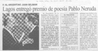 Lagos entregó premio de poesía Pablo Neruda. Lagos entregó premio de poesía Pablo Neruda.
