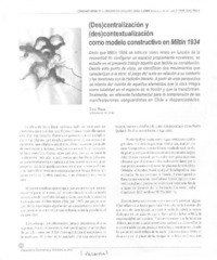 (Des)centralización y (des)contextualización como modelo constructivo en Miltín 1934 (Des)centralización y (des)contextualización como modelo constructivo en Miltín 1934