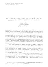 La reivindicacion de la voz de la víctima de tortura en Arte de Morir de Oscar Hahn La reivindicacion de la voz de la víctima de tortura en Arte de Morir de Oscar Hahn