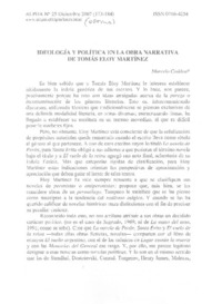 Ideología y política en la obra narrativa de Tomás Eloy Martínez Ideología y política en la obra narrativa de Tomás Eloy Martínez