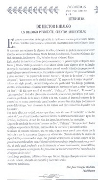 De Héctor Hidalgo. Un diálogo pendiente, cuentos ambientales De Héctor Hidalgo. Un diálogo pendiente, cuentos ambientales