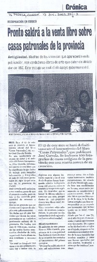 Pronto saldrá a la venta libro sobre casas patronales de la provincia Pronto saldrá a la venta libro sobre casas patronales de la provincia
