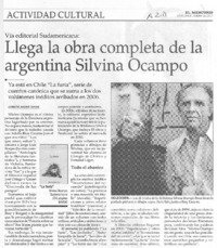 Llega la obra completa de la argentina Silvina Ocampo Llega la obra completa de la argentina Silvina Ocampo