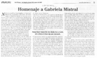 Homenaje a Gabriela Mistral Homenaje a Gabriela Mistral