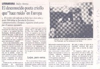 El Desconocido poeta criollo que "hace ruido" en Europa El Desconocido poeta criollo que "hace ruido" en Europa