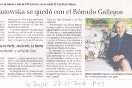 Elena Poniatowska se quedó con el Rómulo Gallegos Elena Poniatowska se quedó con el Rómulo Gallegos