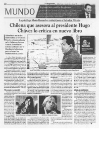 Chilena que asesora al Presidente Hugo Chávez lo critica en nuevo libro Chilena que asesora al Presidente Hugo Chávez lo critica en nuevo libro