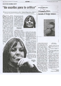"No escribo para la crítica" (entrevista) "No escribo para la crítica" (entrevista)
