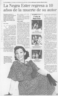 La Negra Ester regresa a 10 años de la muerte de su autor La Negra Ester regresa a 10 años de la muerte de su autor