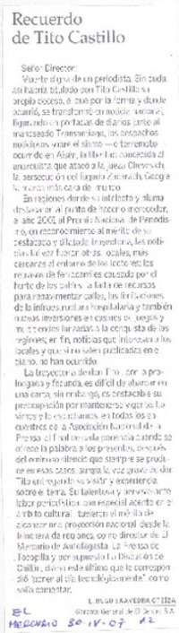 Recuerdo de Tito Castillo Recuerdo de Tito Castillo