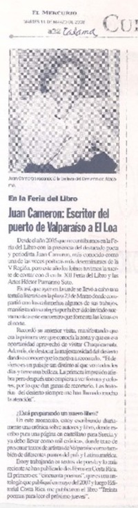 Juan Cameron: Escritor del puerto de Valparaíso a El Loa Juan Cameron: Escritor del puerto de Valparaíso a El Loa