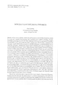 Neruda y los estudios literarios Neruda y los estudios literarios