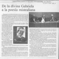 De la divina Gabriela a la poesia mistralina De la divina Gabriela a la poesia mistralina