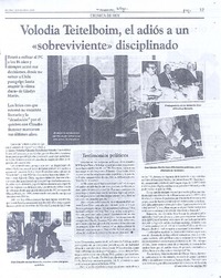 Volodia Teitelboim, el adiós a un "sobreviviente" disciplinado Volodia Teitelboim, el adiós a un "sobreviviente" disciplinado