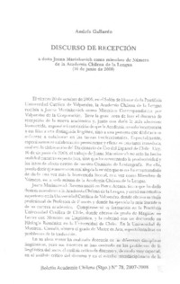 Discurso de recepción Discurso de recepción