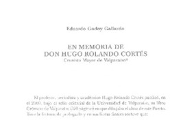 En memoria de don Hugo Rolando Cortés En memoria de don Hugo Rolando Cortés