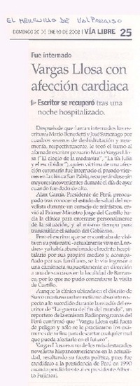 Vargas Llosa con afección cadiaca Vargas Llosa con afección cadiaca