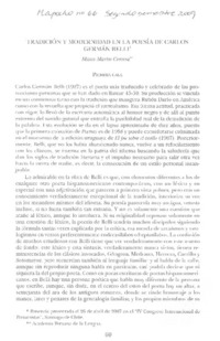 Tradición y modernidad en la poesía de Carlos Germán Belli Tradición y modernidad en la poesía de Carlos Germán Belli