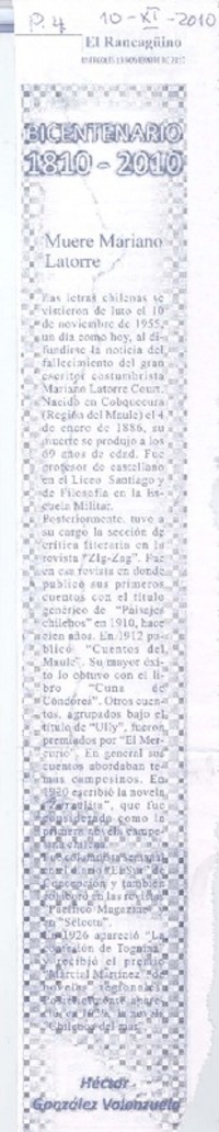 Muere Mariano Latorre Muere Mariano Latorre