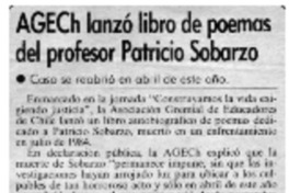 AGECH lanzó libro de poemas del profesor Patricio Sobarzo AGECH lanzó libro de poemas del profesor Patricio Sobarzo