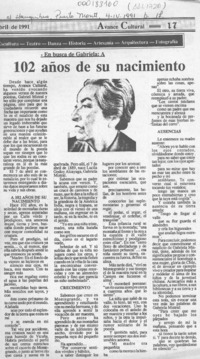102 años de su nacimiento  [artículo].