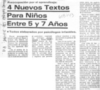 4 nuevos textos para niños entre 5 y 7 años.  [artículo]