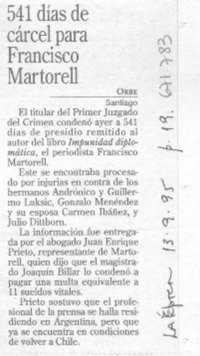 541 días de cárcel para Francisco Martorell.