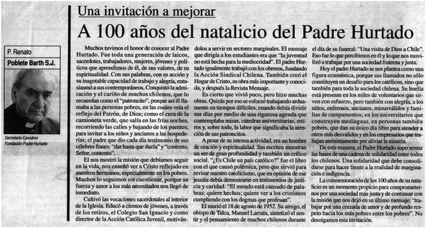 A 100 años del natalicio del Padre Hurtado