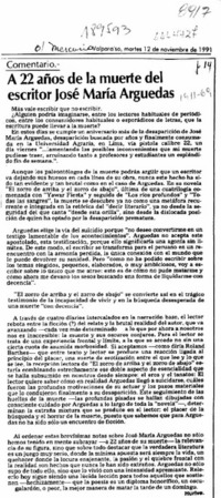 A 22 años de la muerte del escritor José María Arguedas  [artículo] Hurive.